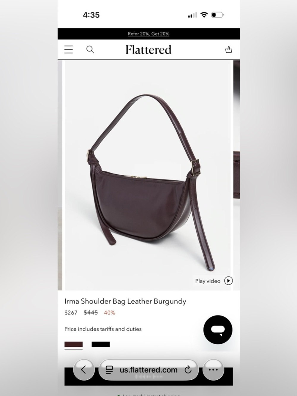 Flattered Irma Shoulder Bag Leather Burgundy - Picture 3 of 14